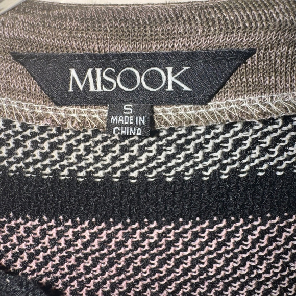 Misook Womens Open Knit Cardigan Hook eye Closure Sweater S Pink Black - Picture 6 of 10
